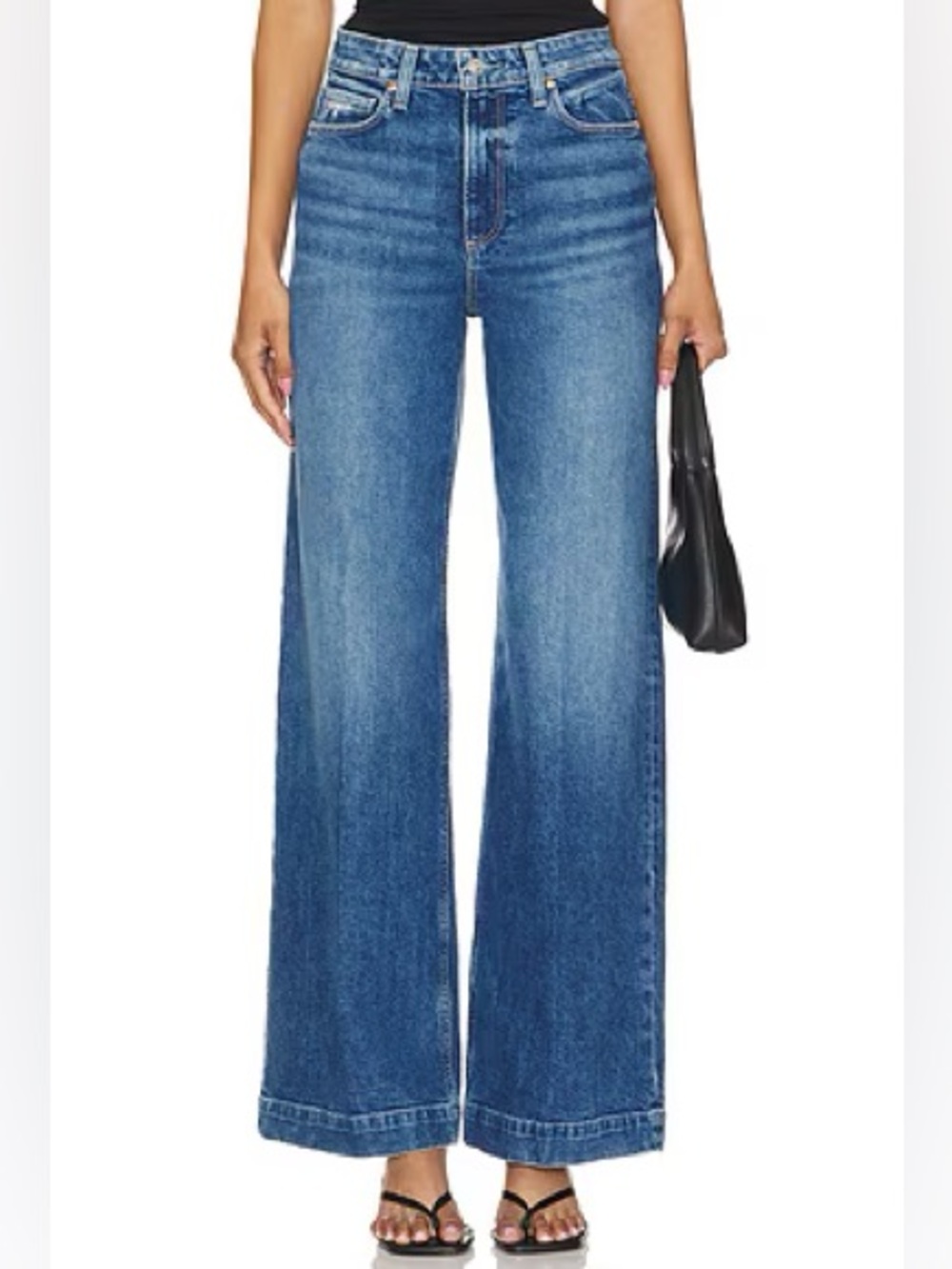 PAIGE Harper High Rise Wide Leg Jeans Familia Distressed Size 25 NWT
